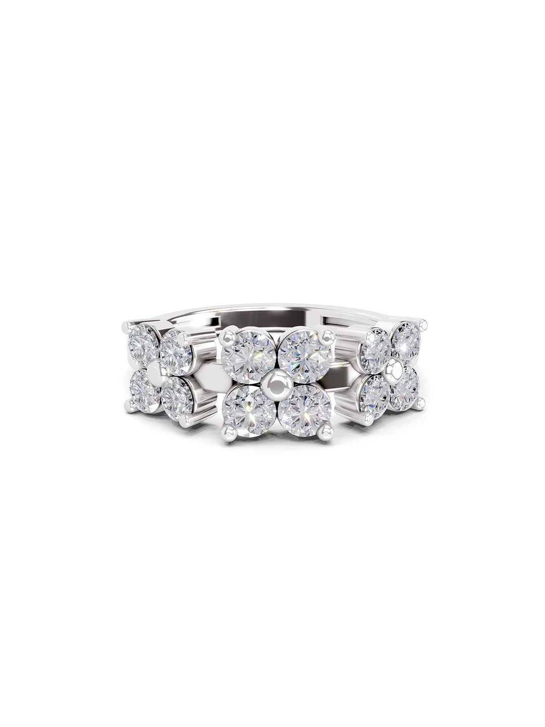 SparklesLab Grown Diamond 0.73 Ct Round Shape Floral Diamond Ring 14K White Gold