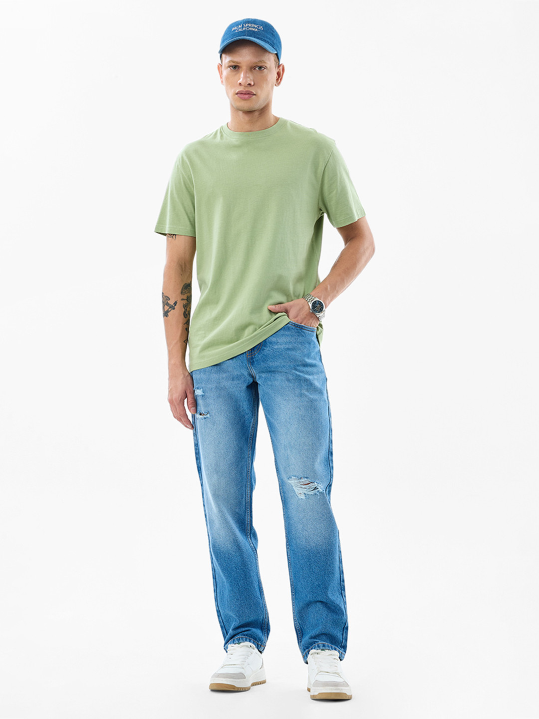 Snitch Men Snitch Blue Pure Cotton Mid-Rise Relaxed Fit Jeans
