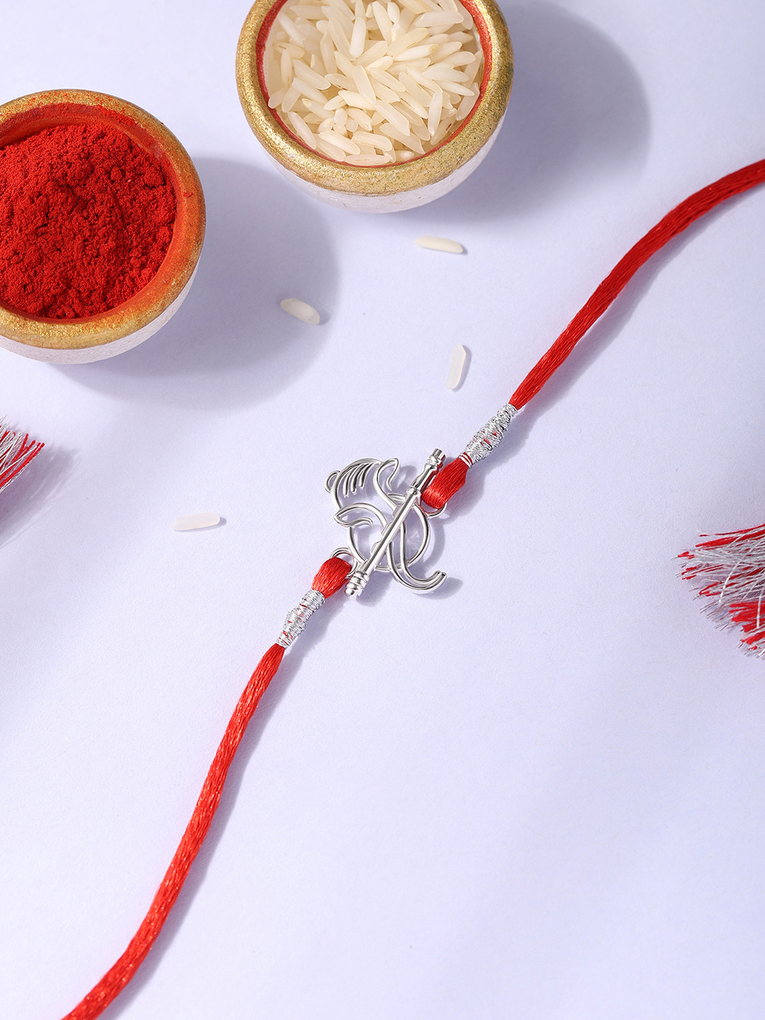 Ornate Jewels 925 Silver Ganesha Ganpati Rakhi With Roli Chawal