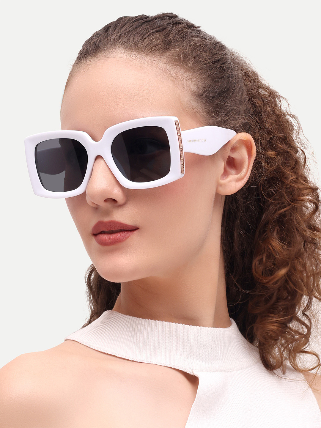 HAMILTANO WINSTON Women White Square with with UV Protected Sunglasses