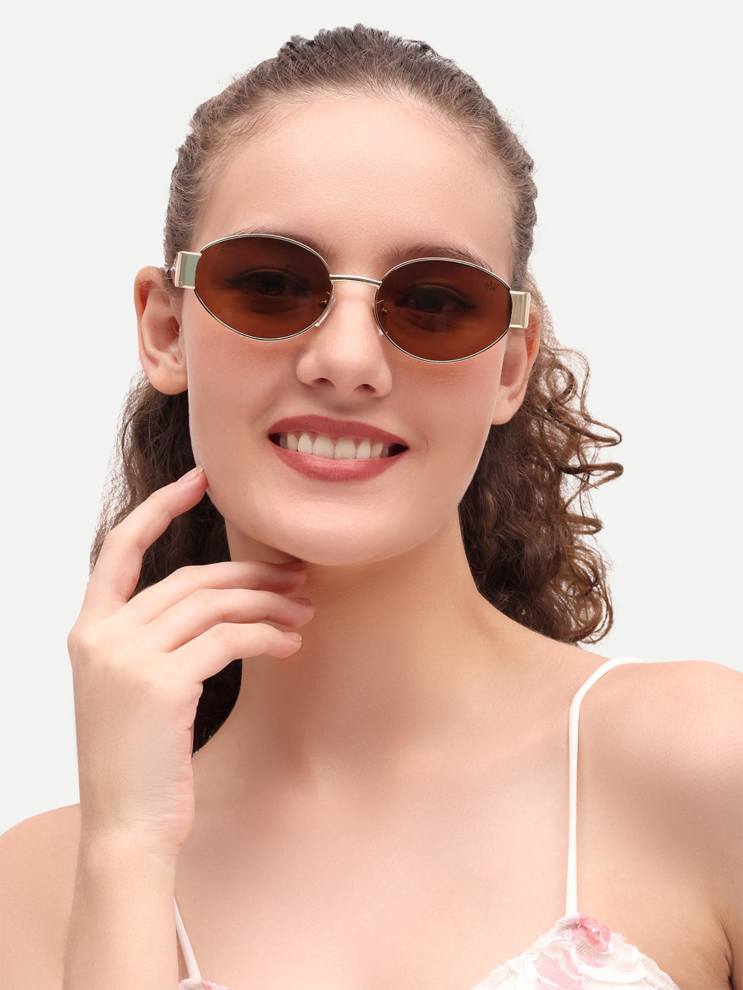 HAMILTANO WINSTON Women Brown Oval Full Rim Sunglasses with UV Protected Lens
