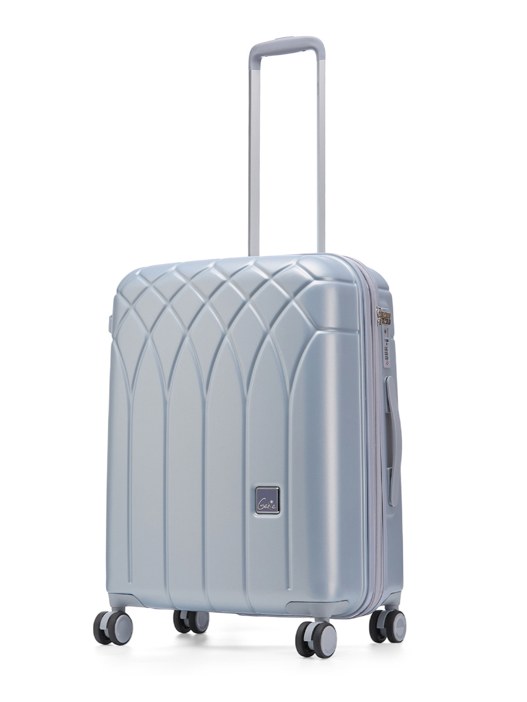 Genie Dew Textured TSA Lock Toiletry Pocket Hard-Sided Medium Trolley Bag