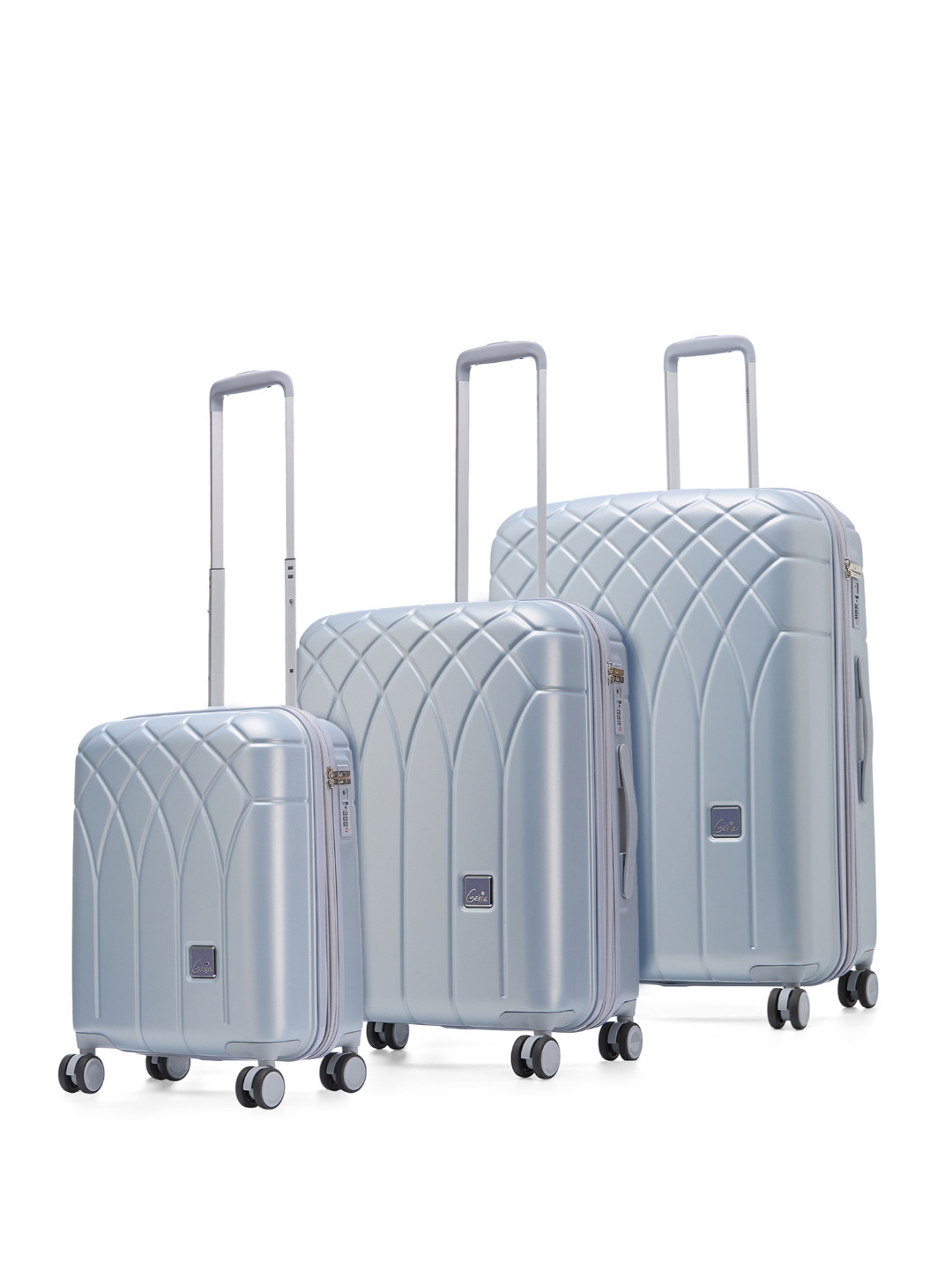 Genie Set Of 3 Dew Textured TSA Lock Hard-Sided Trolley Bag