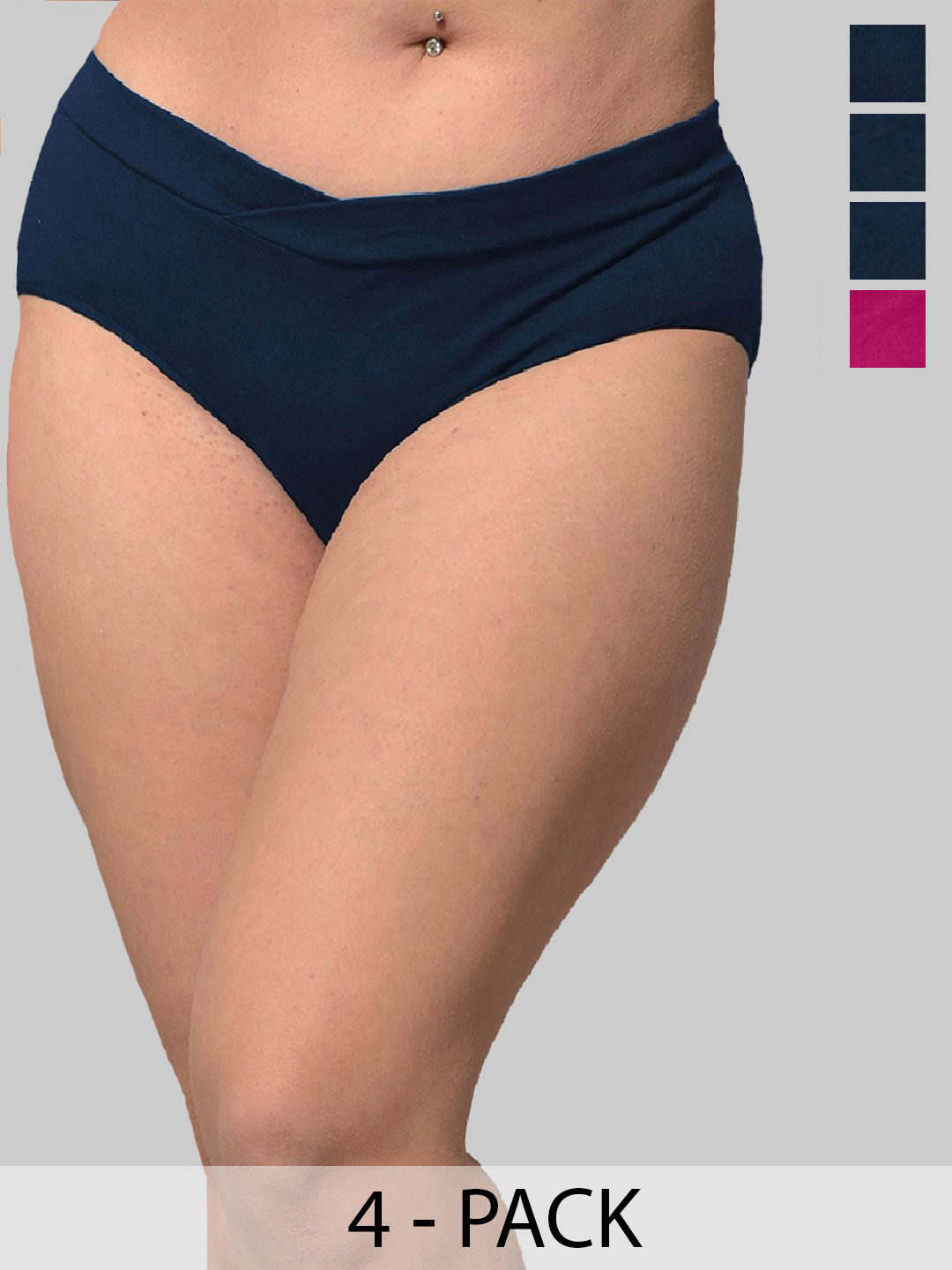 Inner Sense 4-Pcs Organic Cotton V Band Maternity Briefs IMP102-1Sangria_3Navy Blue