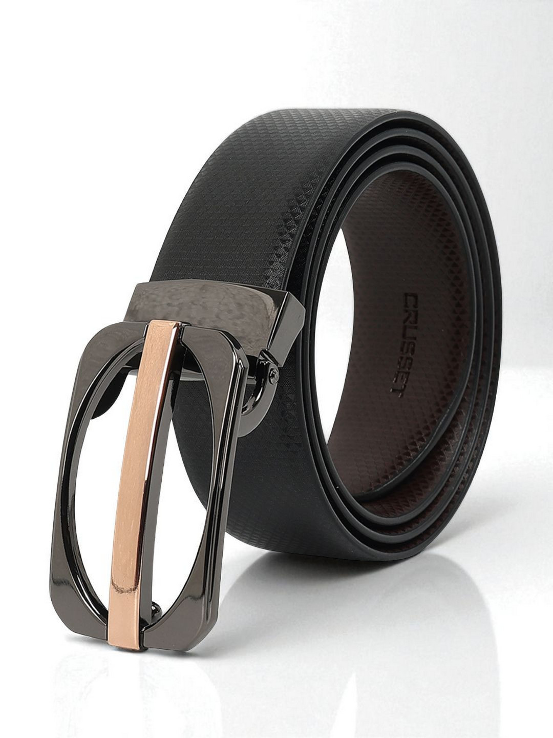 CRUSSET Men Textured Formal Belt With A Push Pin Closure