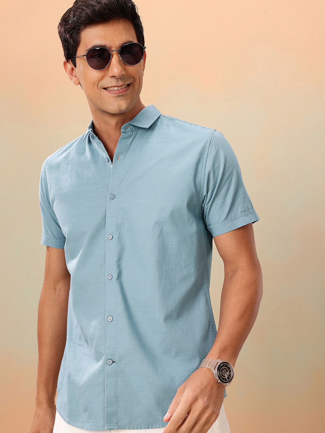 Mast & Harbour Men Premium Slim Fit Pure Cotton Casual Shirt