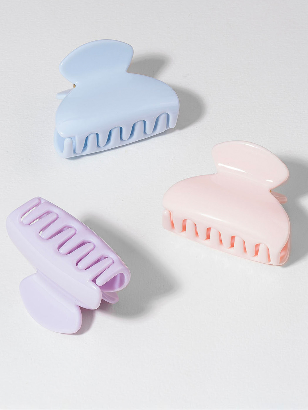 Hair Drama Co. Women Set of 3 Pastel Korean Acrylic Hair Claw Clips Clutcher Clamps