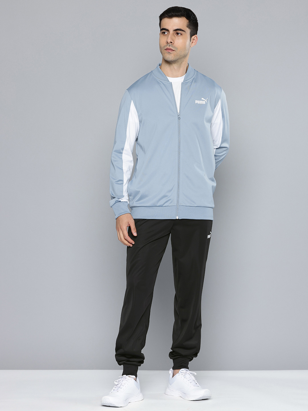 Puma Colorblocked Mock Collar Baseball-Inspired Tracksuit