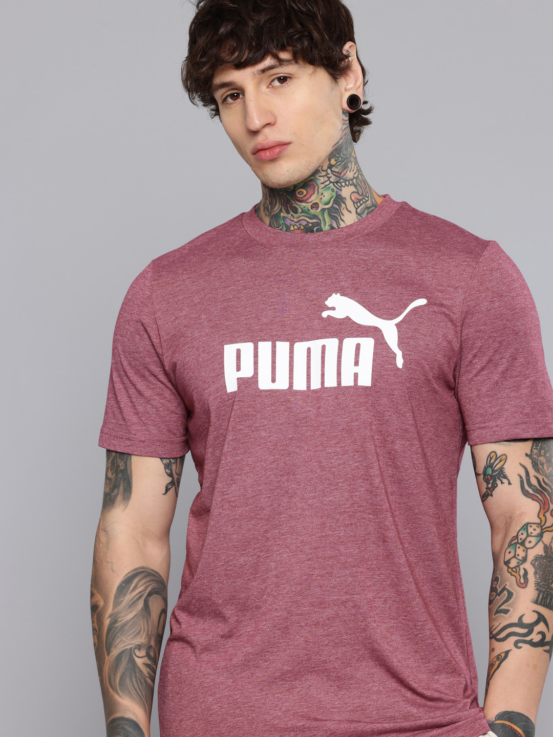 Puma Essentials Heather Brand Logo Printed T-shirt