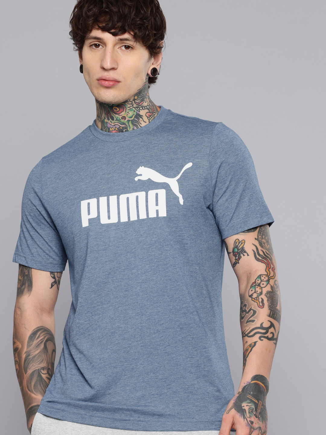 Puma Essentials Heather Brand Logo Printed T-shirt