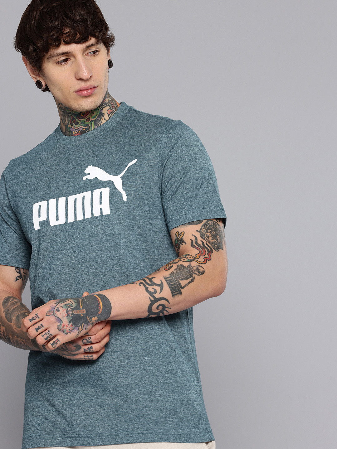 Puma Essentials Heather Brand Logo Printed T-shirt