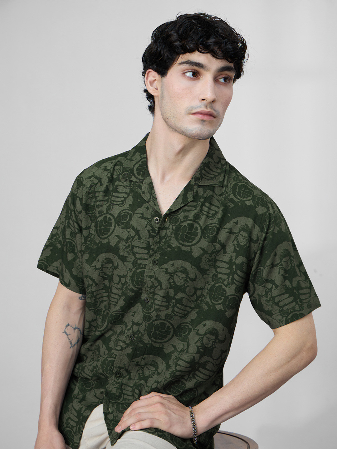 The Souled Store Marvel Hulk Smash Graphic Printed Casual Shirt