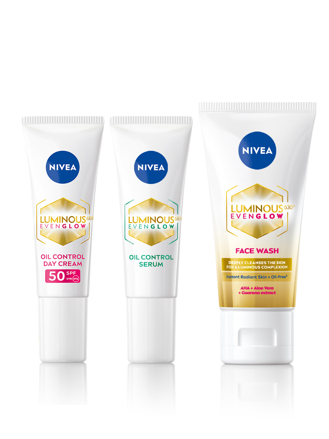 Nivea Set of Even Glow SPF50 Day Cream 10ml + Face Wash 50ml + Oil Control Serum 10ml