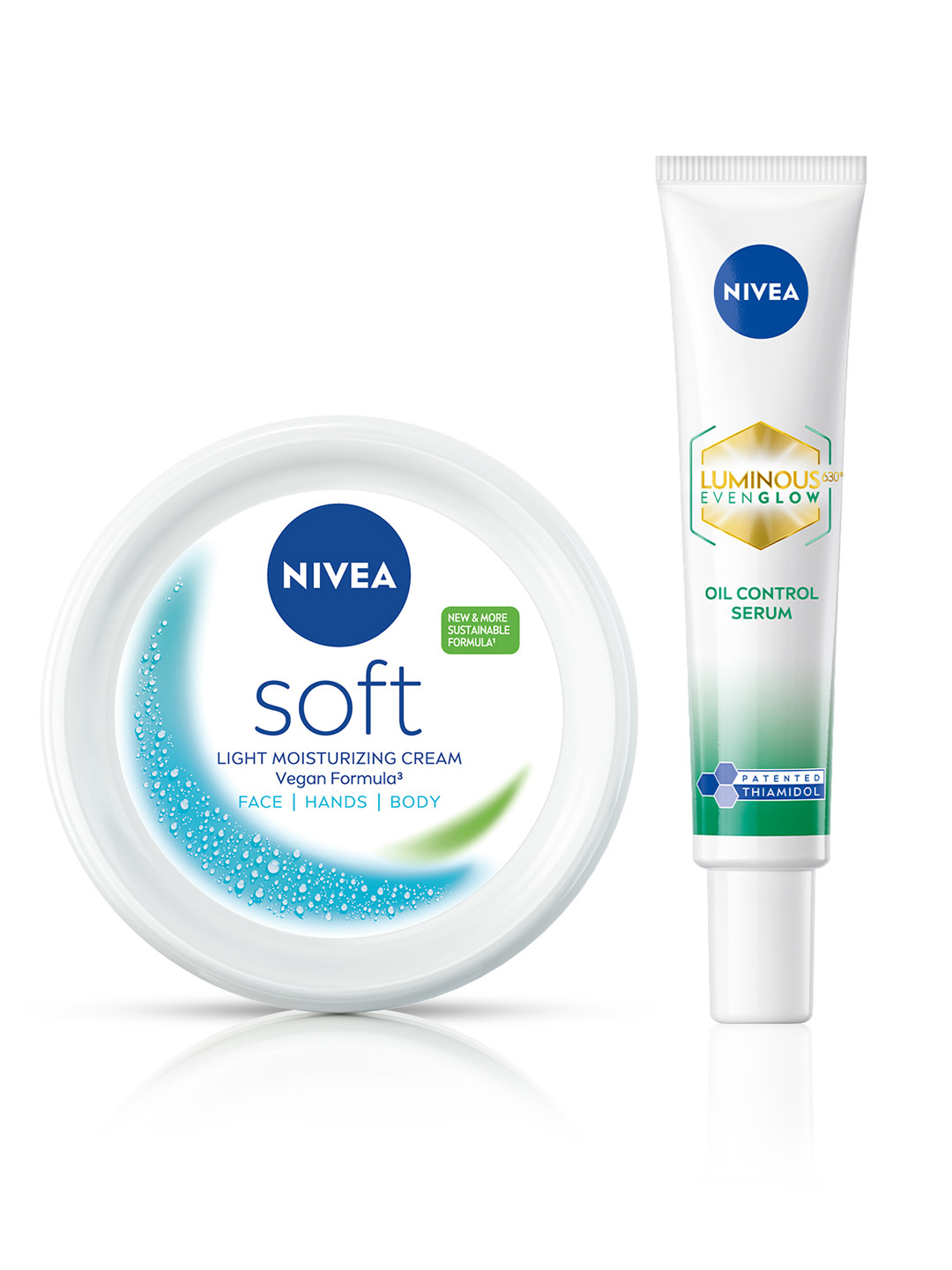 Nivea Set of Luminous Even Glow Oil Control Serum 40ml & Soft Moisturizing Cream 300ml