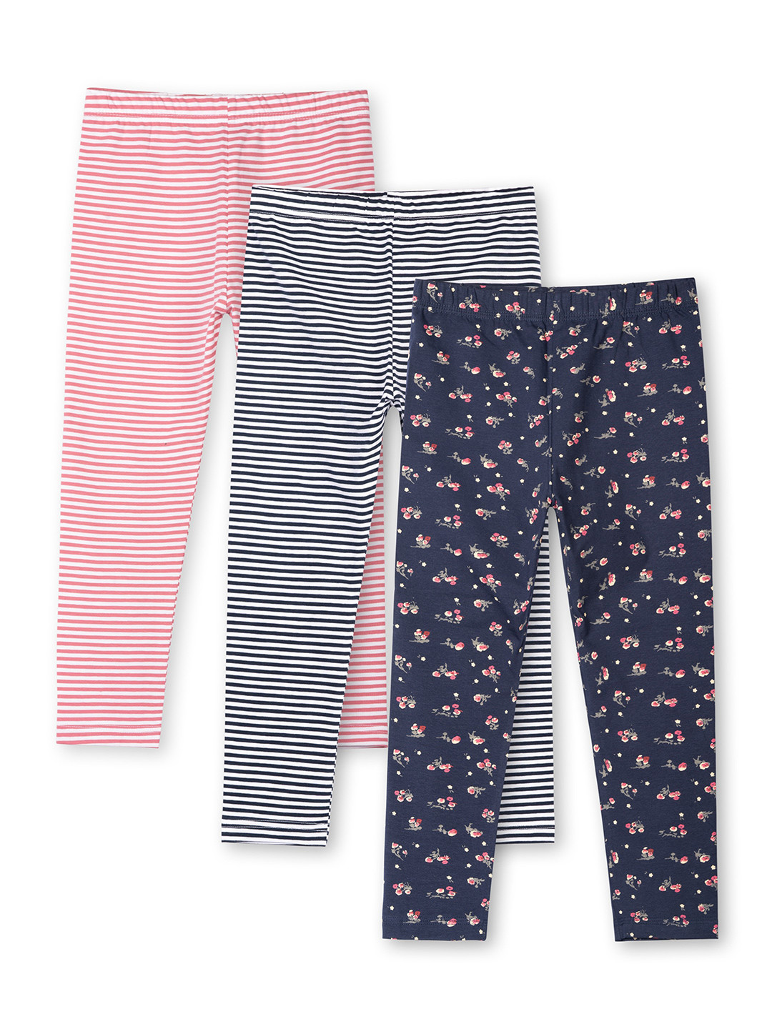 ariel Girls Pack Of 3 Printed Pure Cotton Non-Transparent Mid-Rise Ankle-Length Leggings