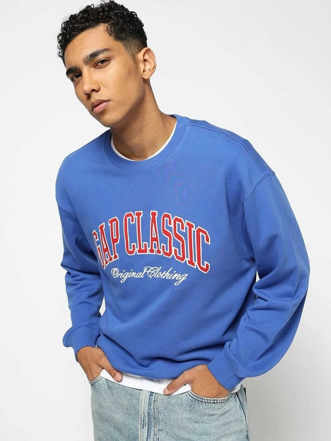 GAP Typographic Logo Print Cotton Round Neck Sweatshirt