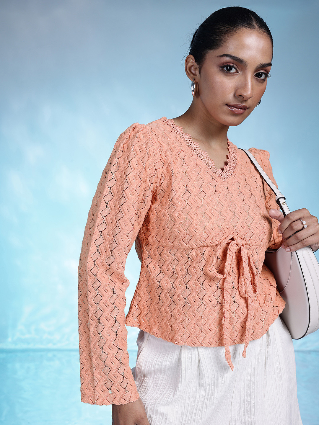 bebe Lace Peplum Top