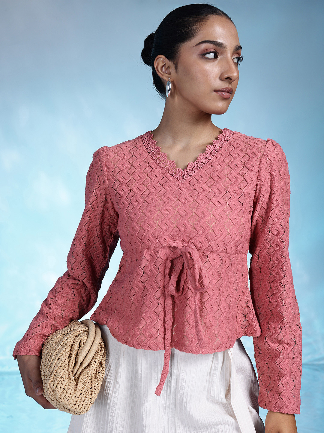 bebe Lace Peplum Top