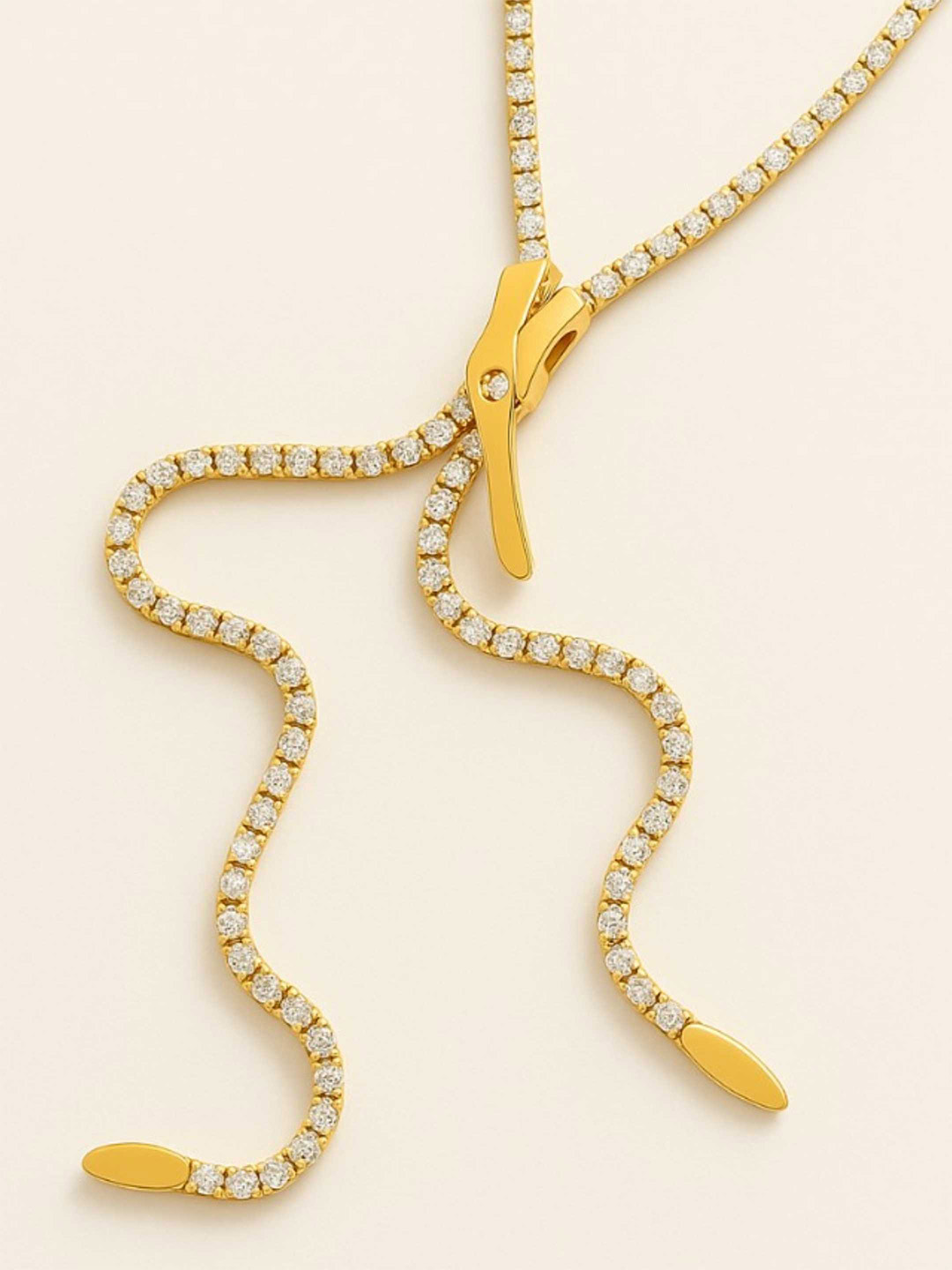 ZAISHA 18K Gold Plated Anti Tarnish Skin Safe Zip Diamond Necklace