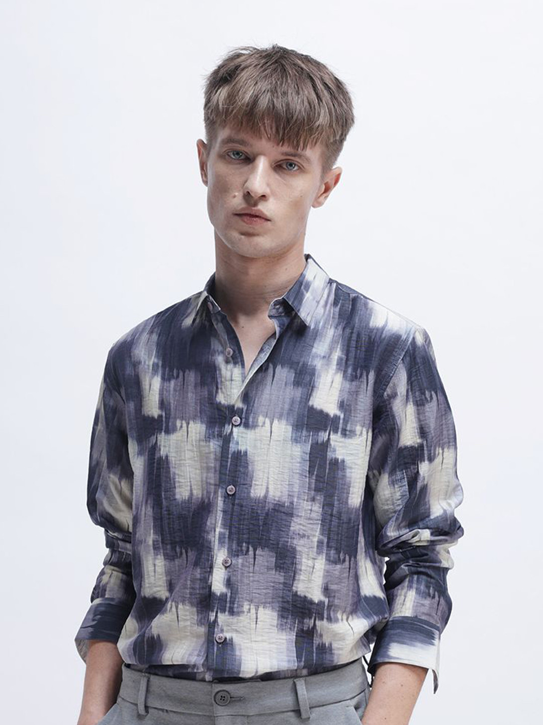 The Collection India Slim Amanda Distressed Printed Slim Fit Cotton Casual Shirt