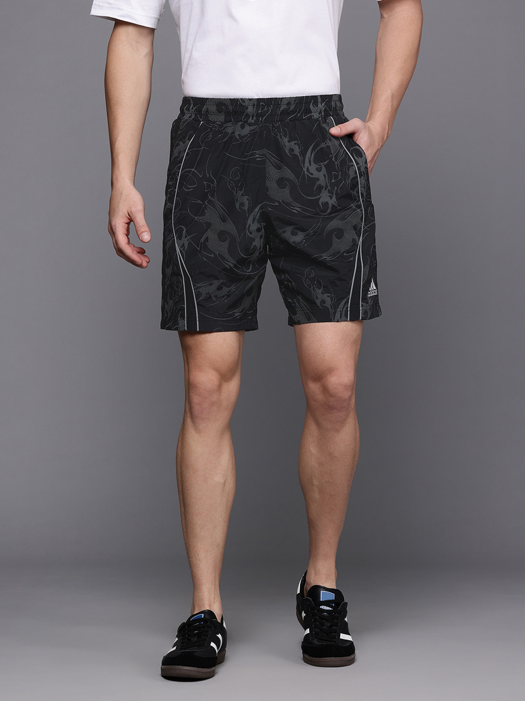 ADIDAS Men Printed Shorts with Contrast Piping