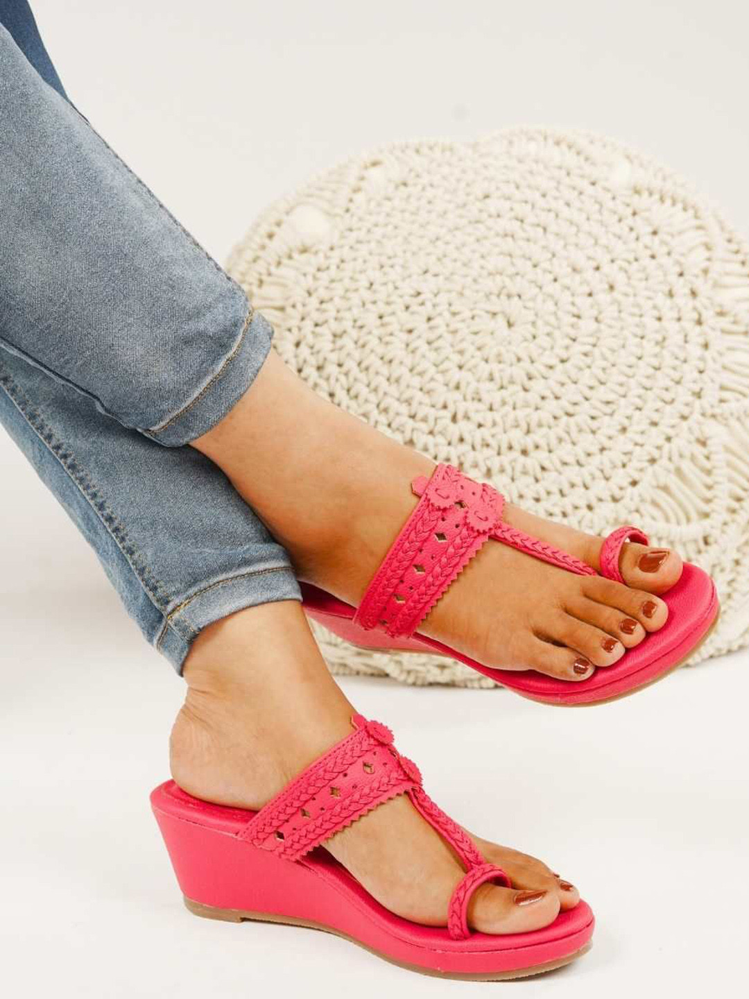 THE MADRAS TRUNK Wedge Peep Toes with Laser Cuts