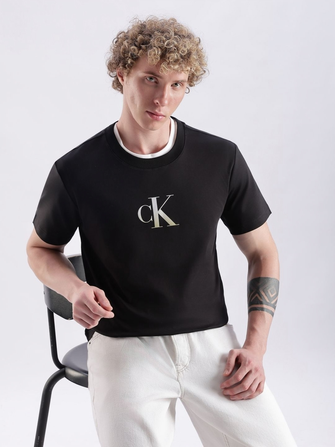 Calvin Klein Jeans Brand Logo Printed Short Sleeves Regular Fit Pure Cotton T-shirt