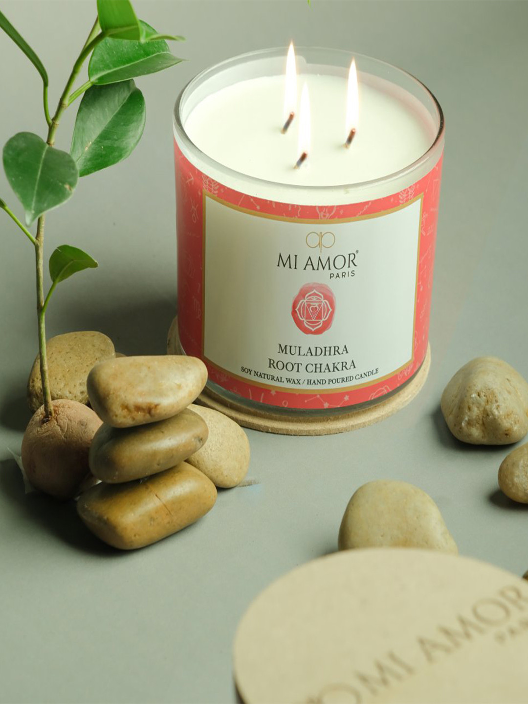 MI AMOR PARIS Root Chakra 3 Wick Scented Ethnic Motifs Geometric Regular Jar Candles