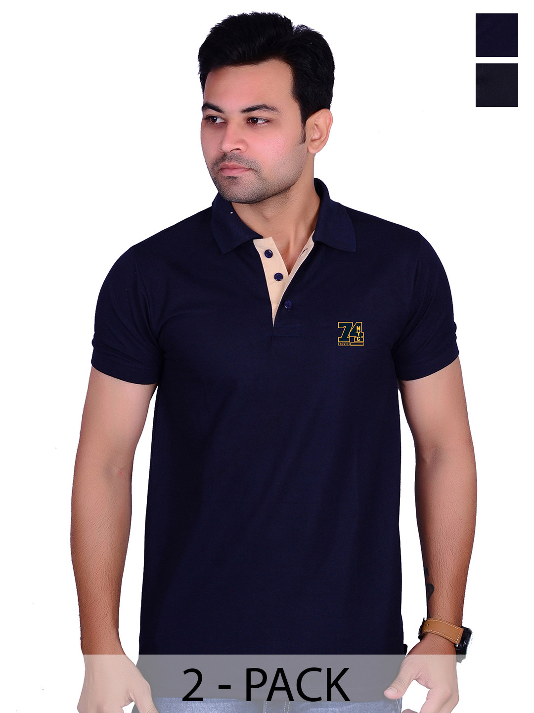 LA MILANO Men 2 Polo Collar Slim Fit T-shirt