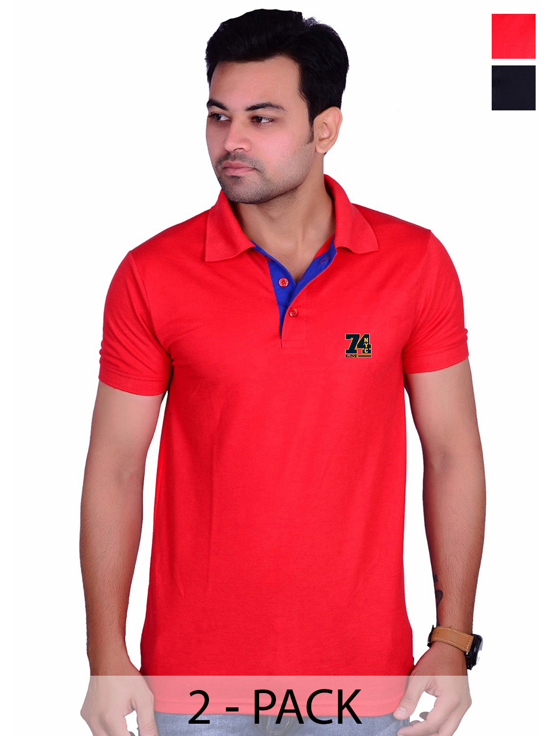 LA MILANO Men 2 Polo Collar Slim Fit T-shirt