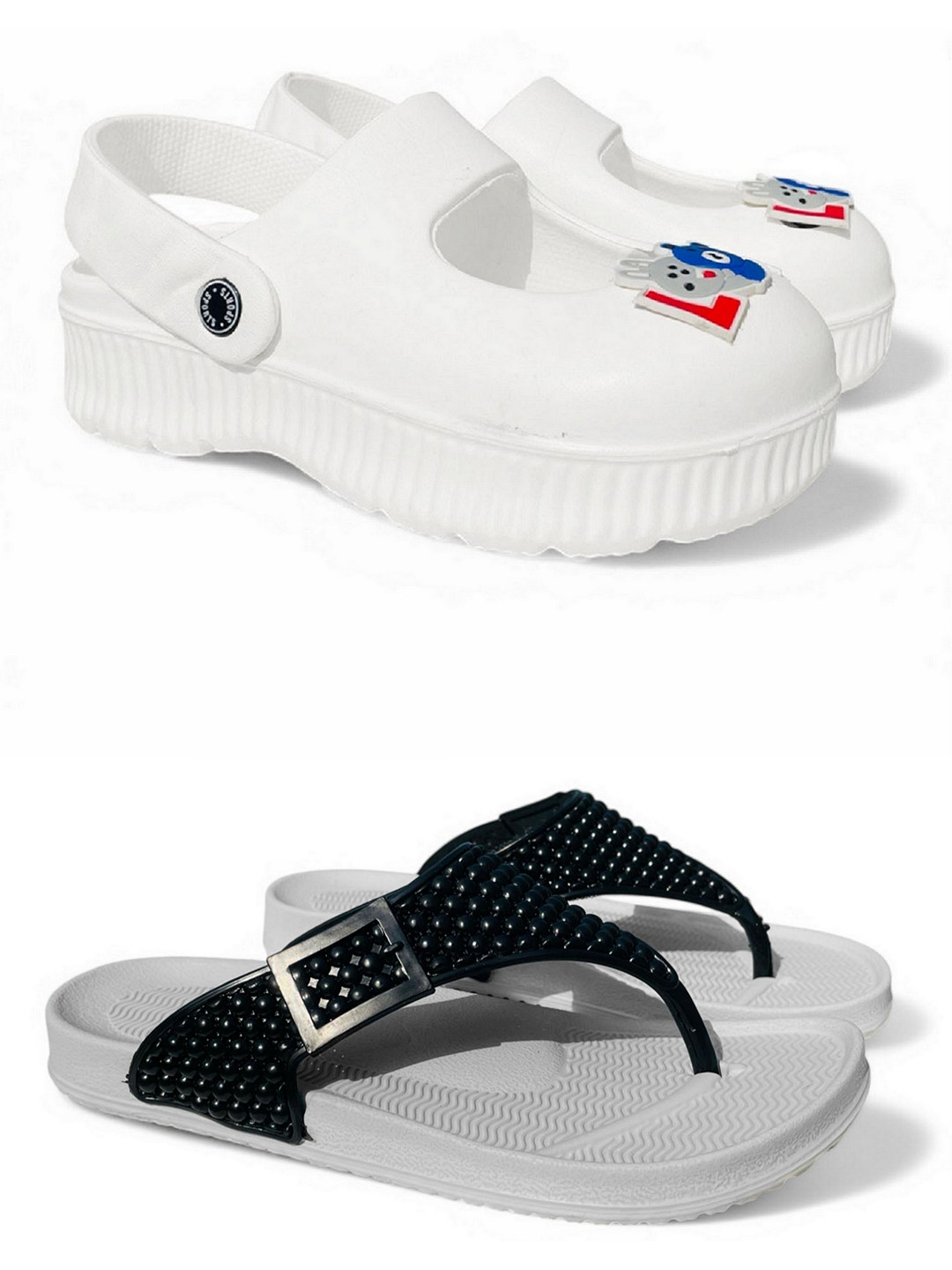 FABBMATE Women Round Toe Slip-On Clogs & T-Strap Flats
