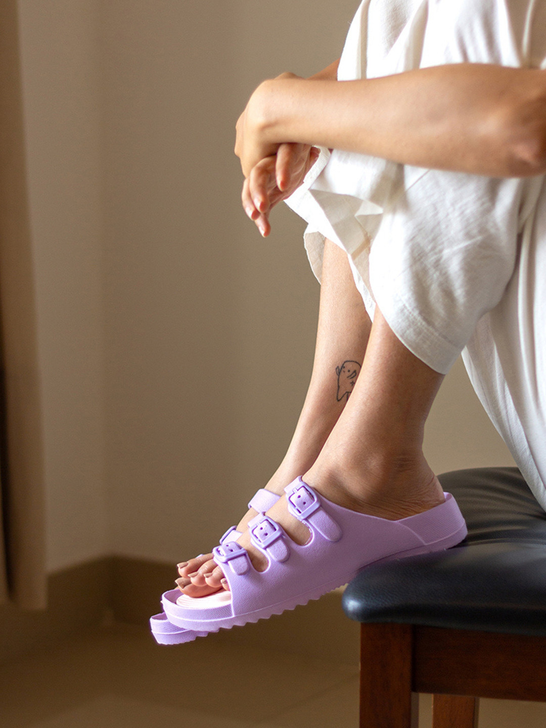 Indifeet Women Comfortable Three Straps EVA Rubber Sliders