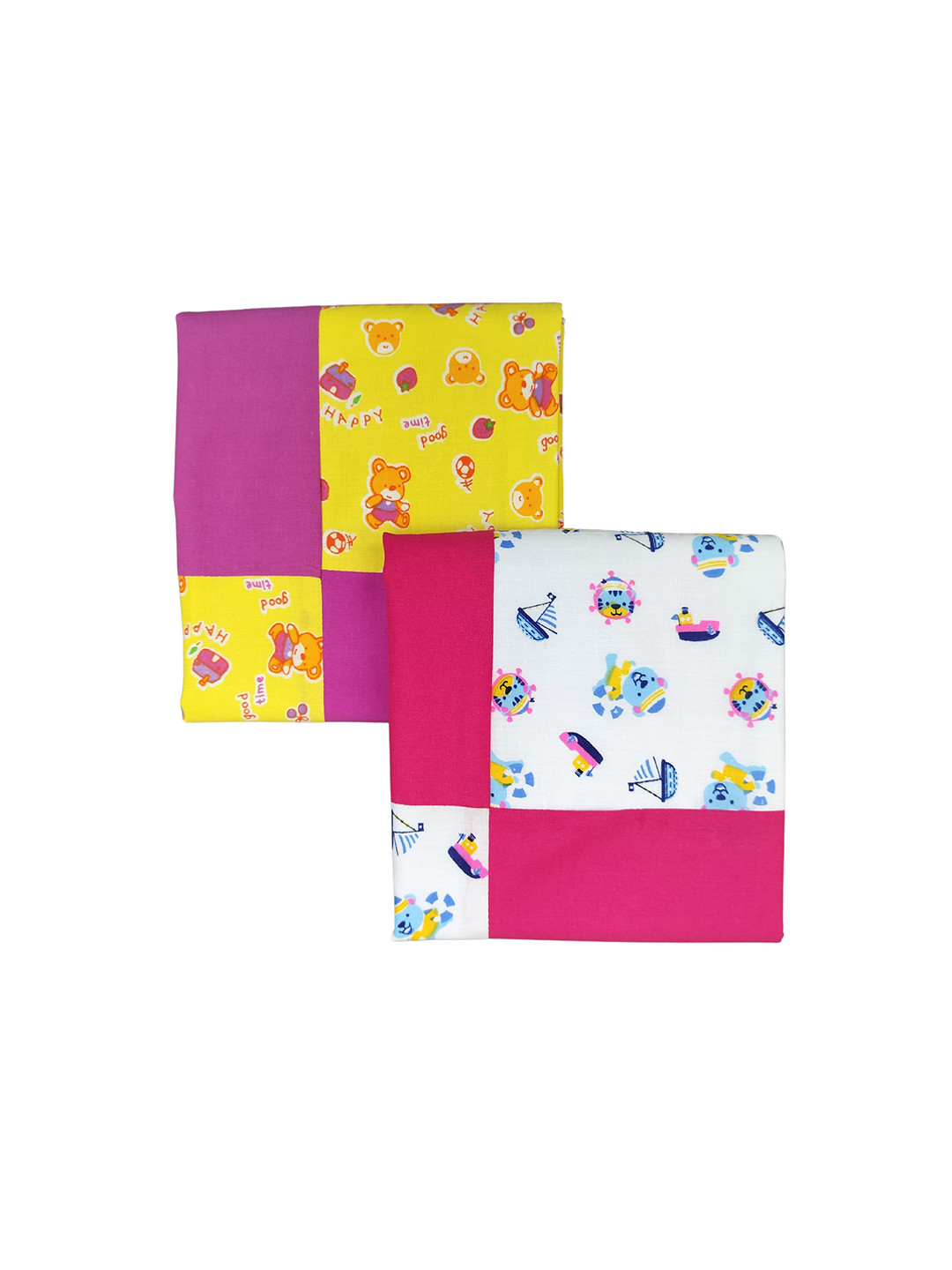 junior drive Make Your Baby Comfortable Checked Set of 2 Hooded Cotton Baby Blankets