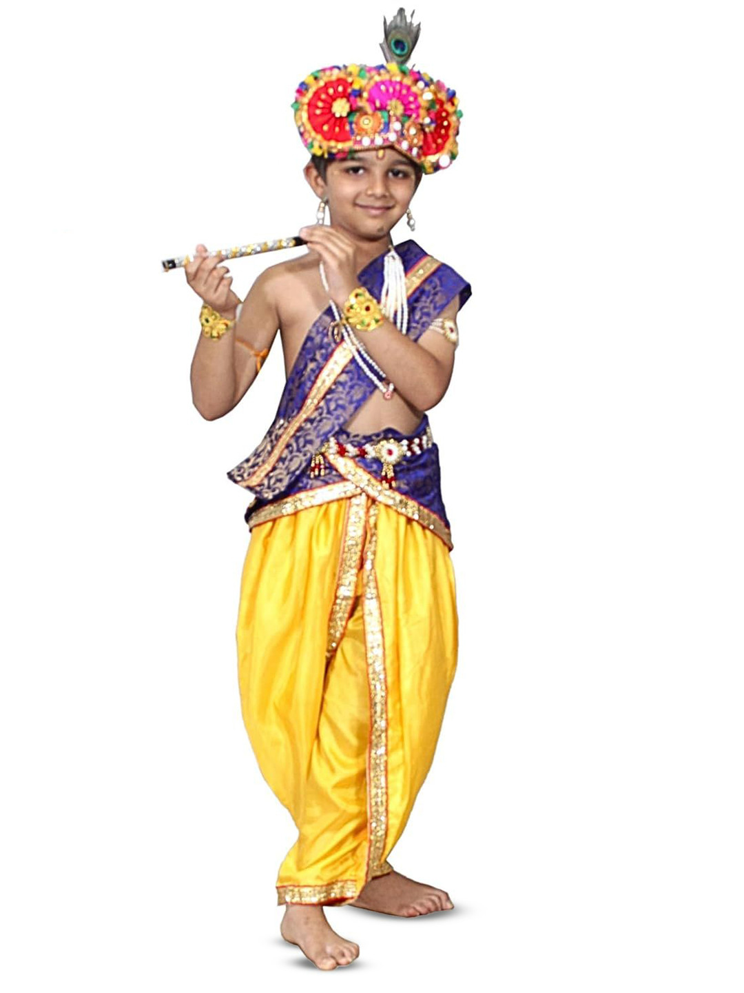 Kaku Fancy dresses Boys Krishna Costumes Dupatta With Dhoti & Jewellery