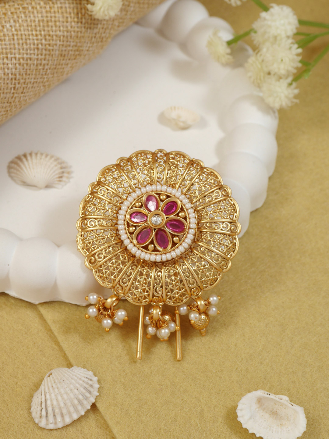 I Jewels Women Ethnic Gold Plated Hair Pin