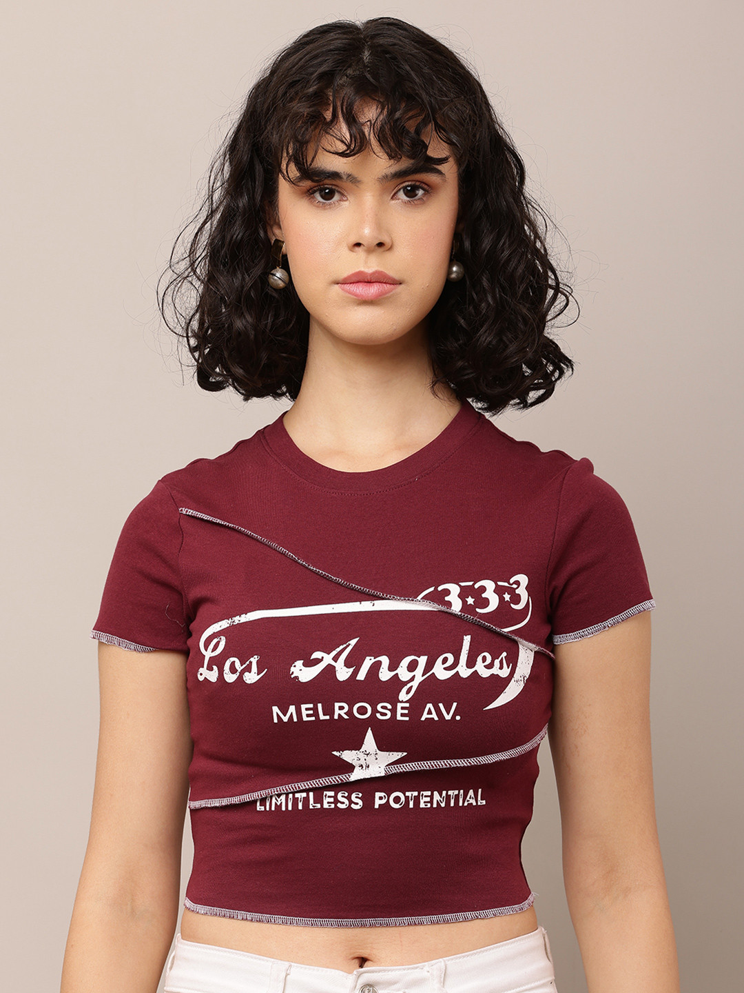 NoBarr Women Printed Cotton Fitted Crop top