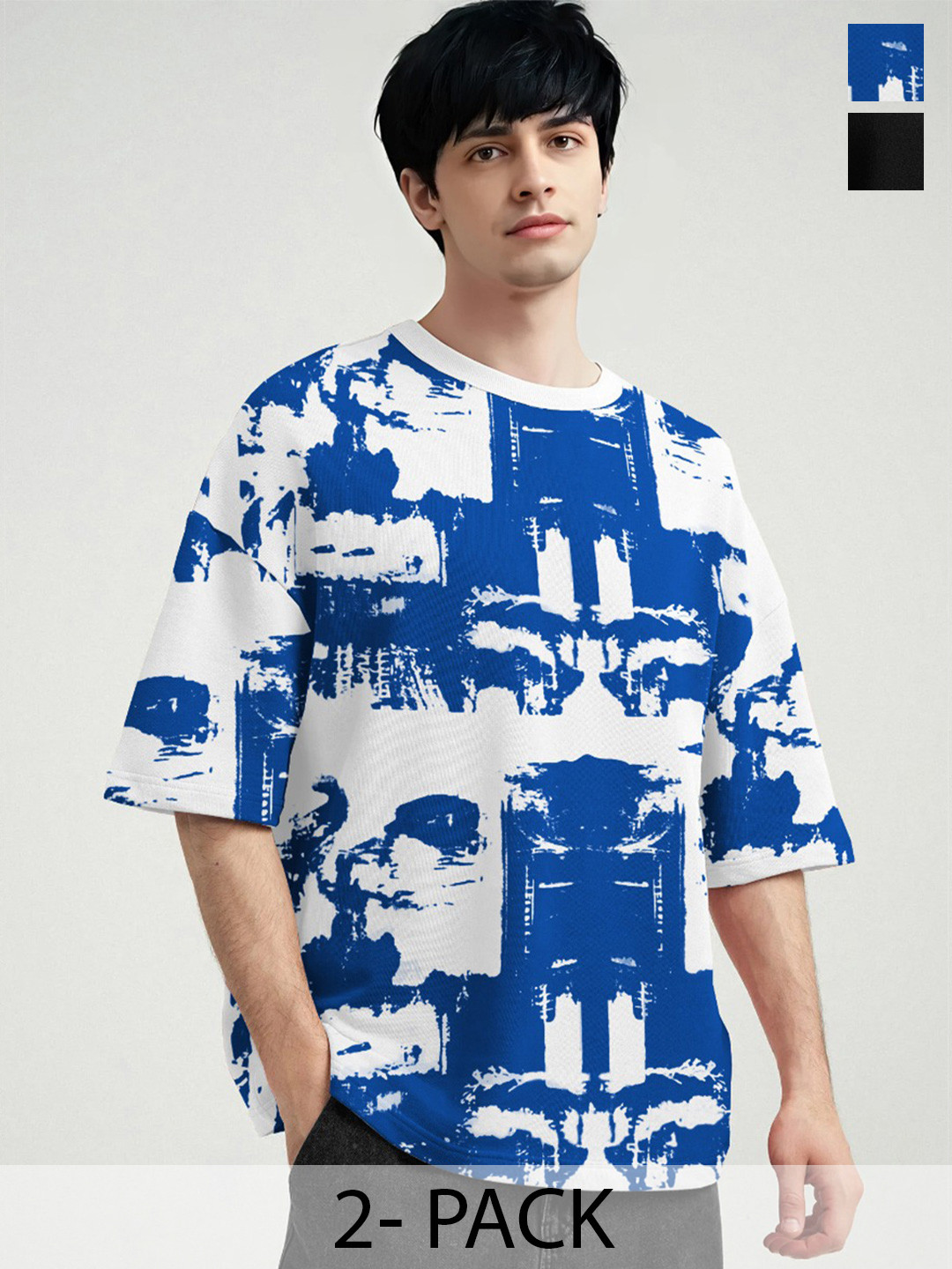 TRIPR Men Pack Of 2 Tie and Dye Oversized T-shirt