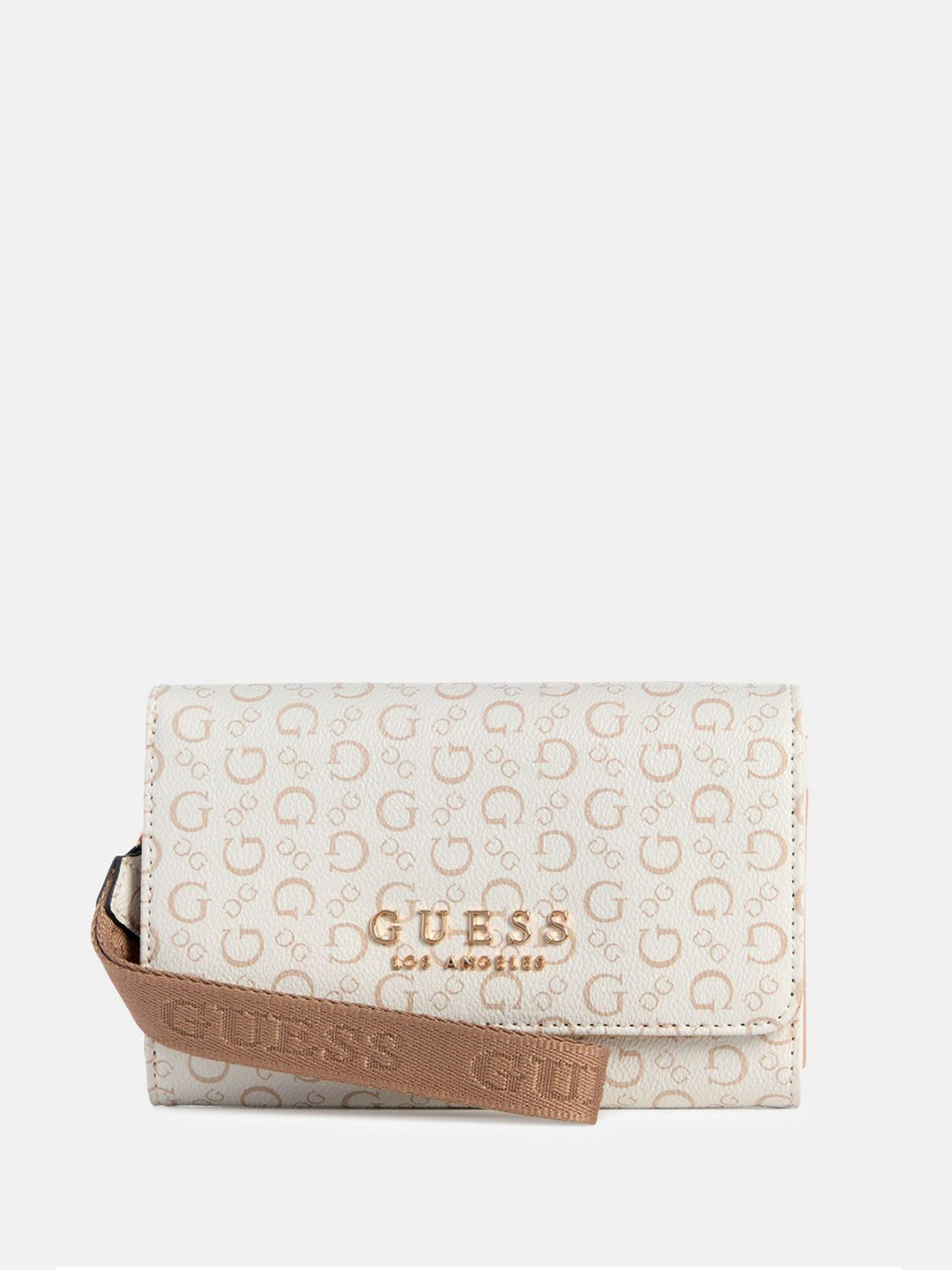 GUESS Monogram Saffron Women Brand Logo Printed Three Fold Wallet