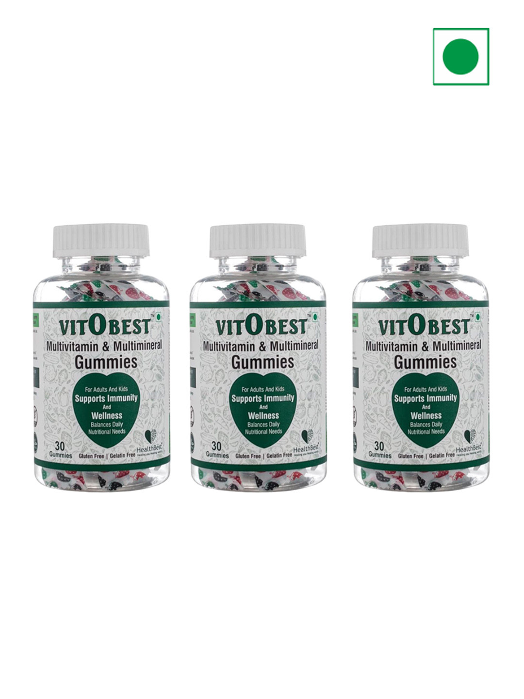 HealthBest Set Of 3 VitOBest Multivitamin & Multimineral Gummies - 30 Gummies Each