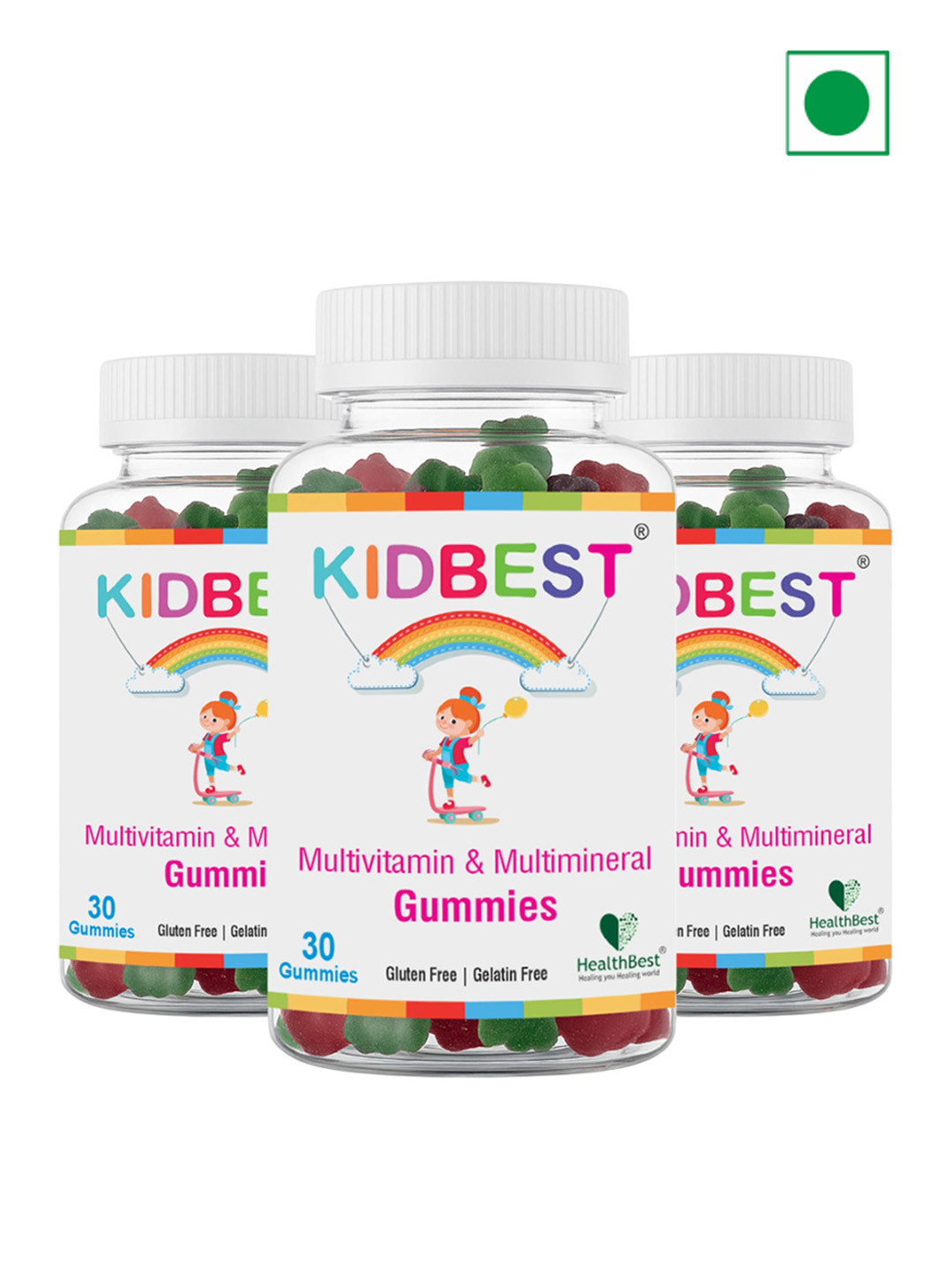 HealthBest Set Of 3 Kidbest Multivitamin & Multimineral Gummies - 30 Gummies Each