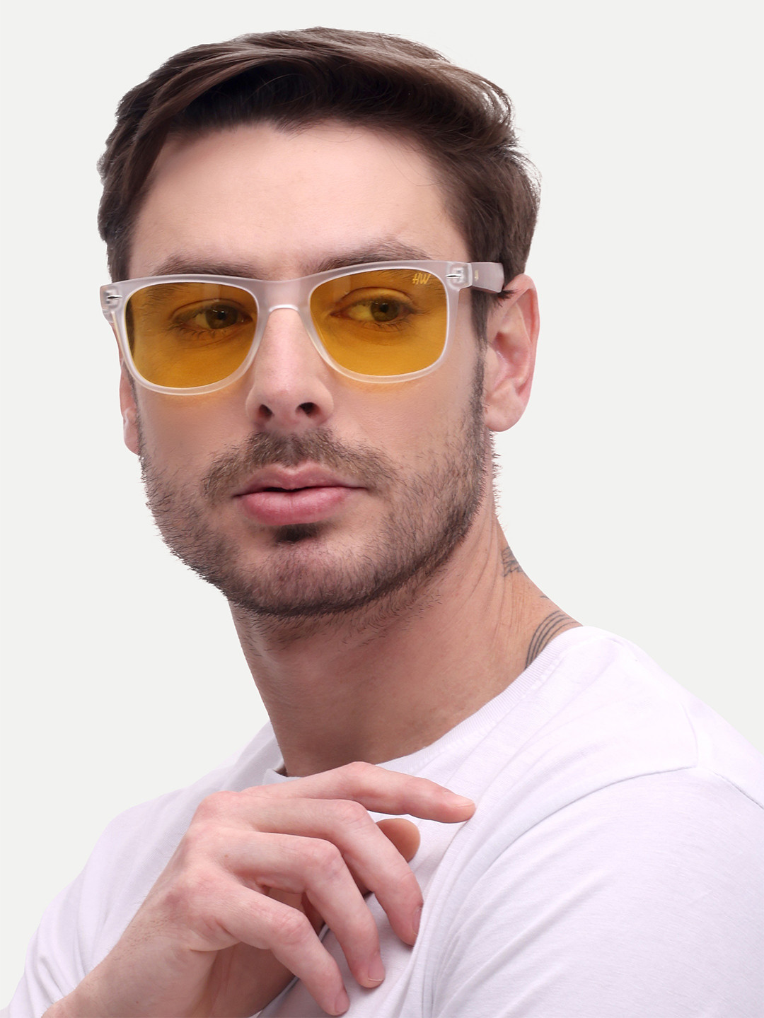 HAMILTANO WINSTON Men Yellow Wayfarer UV Protected Sunglasses