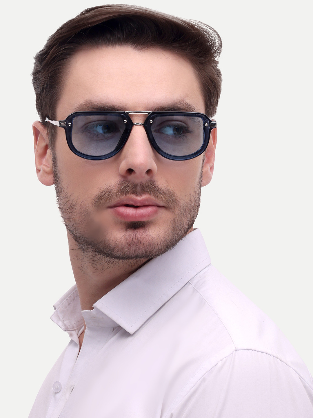 HAMILTANO WINSTON Men Blue Lens & Black Wayfarer Sunglasses with UV Protected Lens