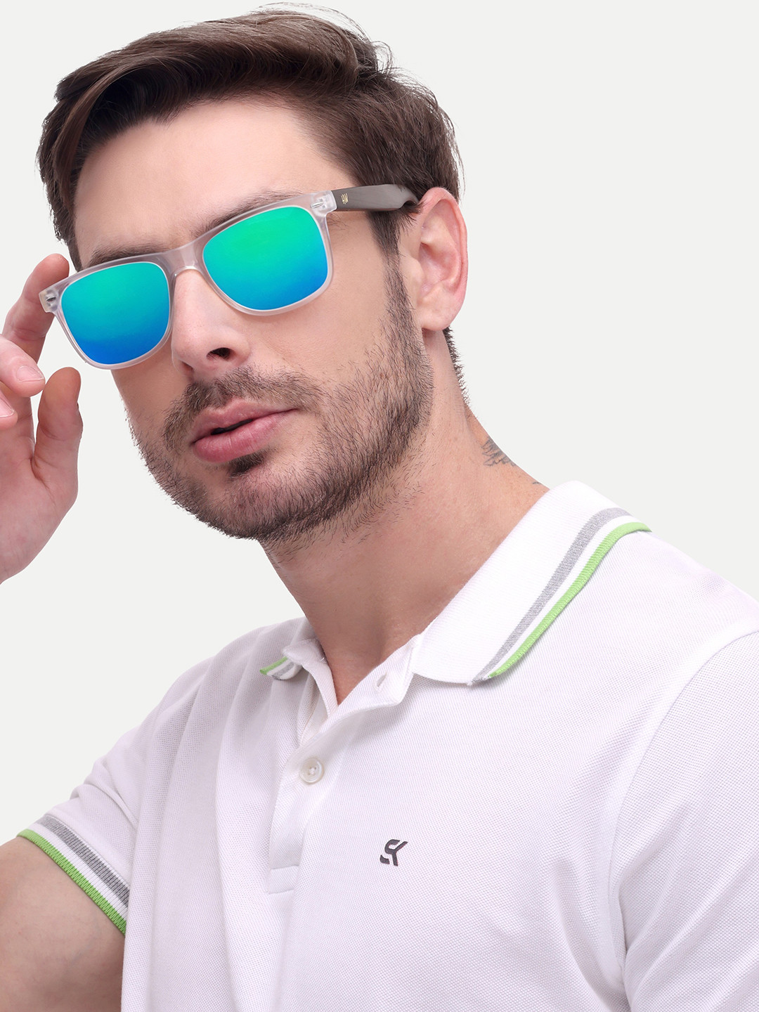 HAMILTANO WINSTON Men Green Wayfarer UV Protected Sunglasses Reflector