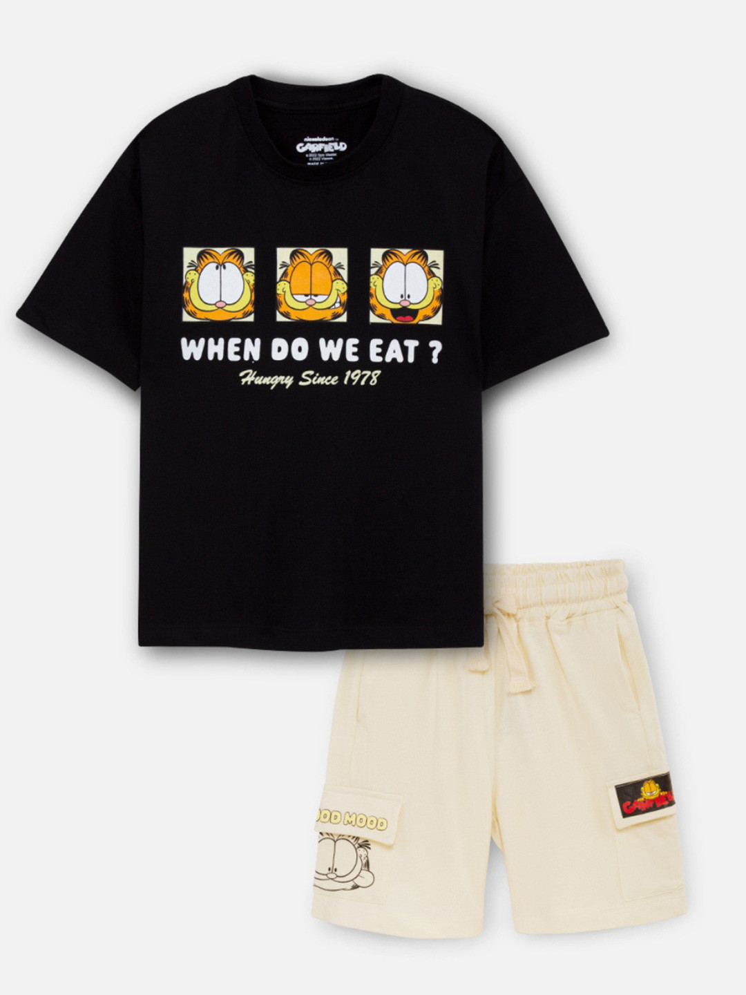 Nap Chief Infants Unisex Garfield Lasagna Printed Pure Cotton T-Shirt With Shorts