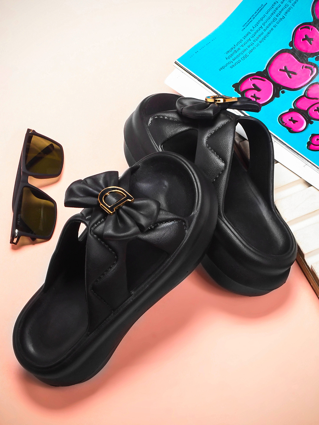 COGS Women Comfort Sandals with Bow & Metallic Detail