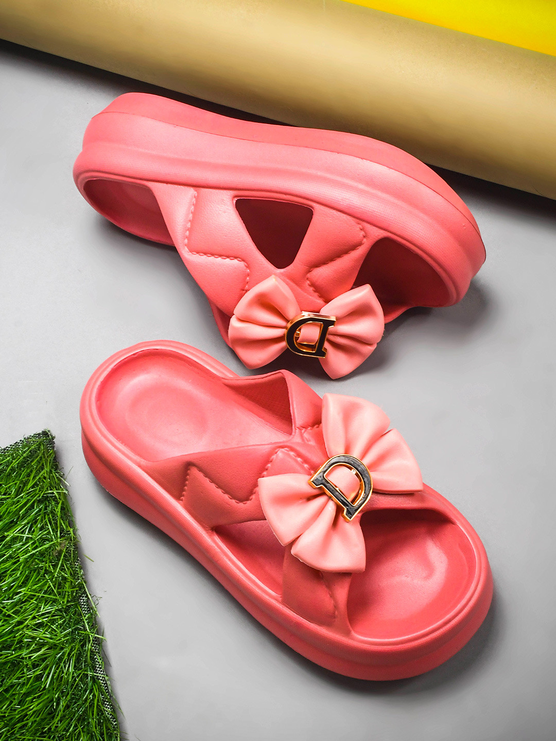 COGS Women Slip-On Sandals with Bow & Metallic Charm