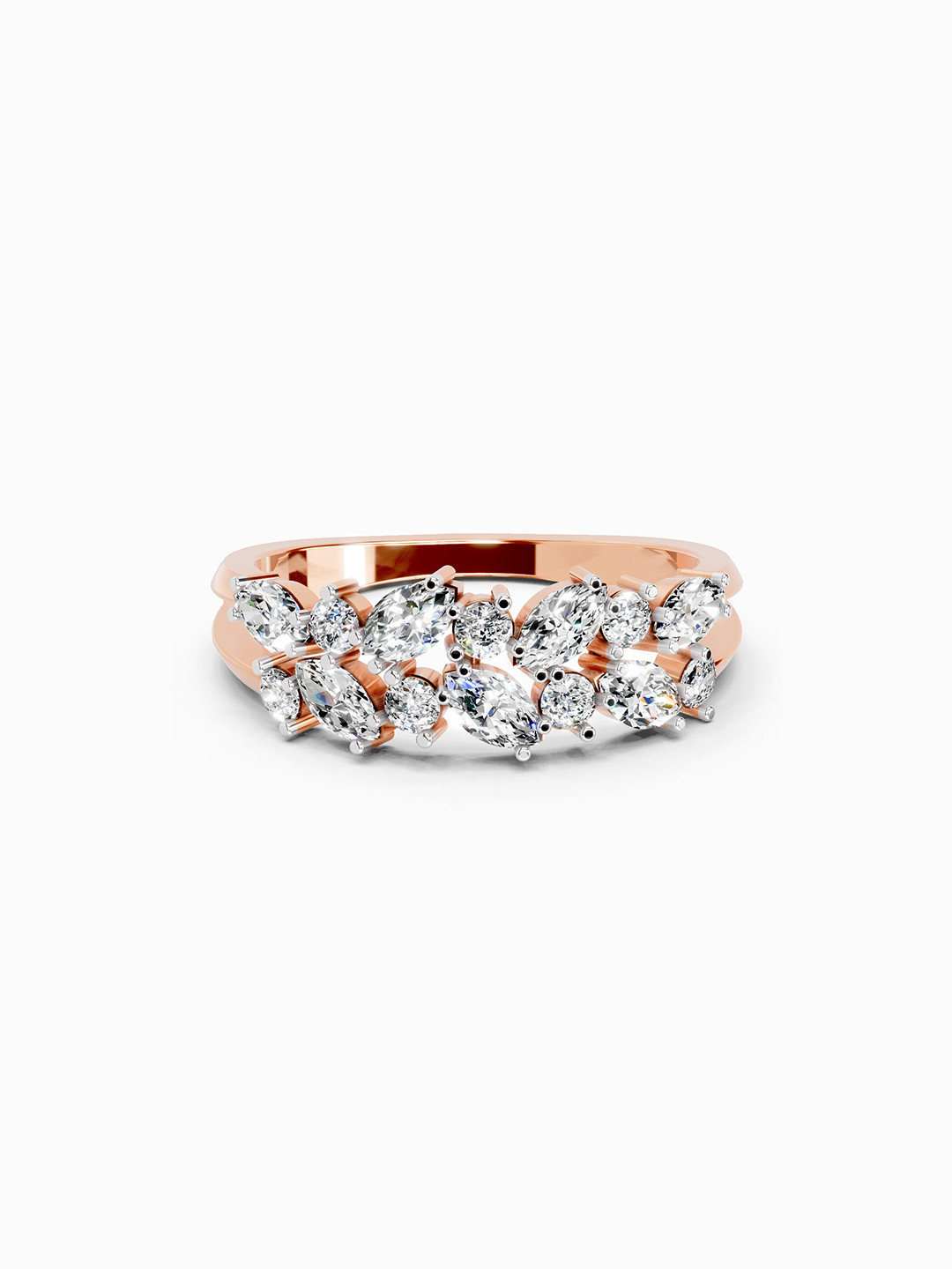 Sparkles 14K Rose Gold Lab Grown Diamond 0.7 Carat Marquise & Round Shape Diamond Ring