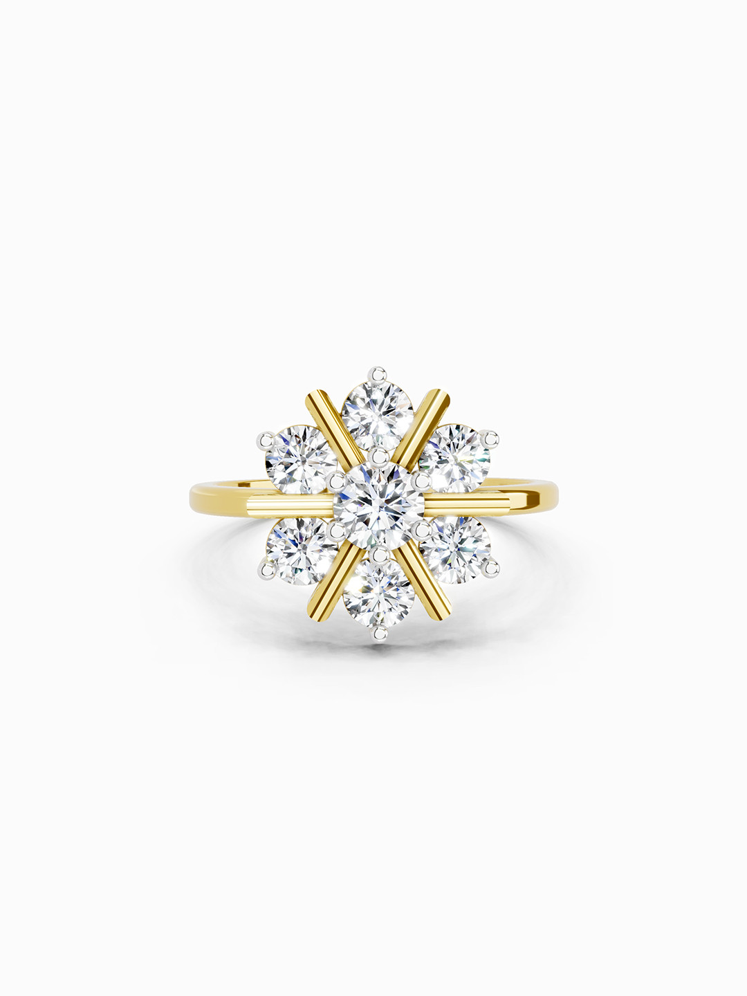 Sparkles 14K Yellow Gold Lab Grown Diamond 0.9 Carat Round Shape Diamond Ring