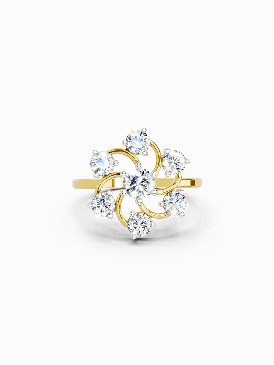 Sparkles 14K Yellow Gold Lab Grown Diamond 0.87 Carat Round Shape Diamond Ring