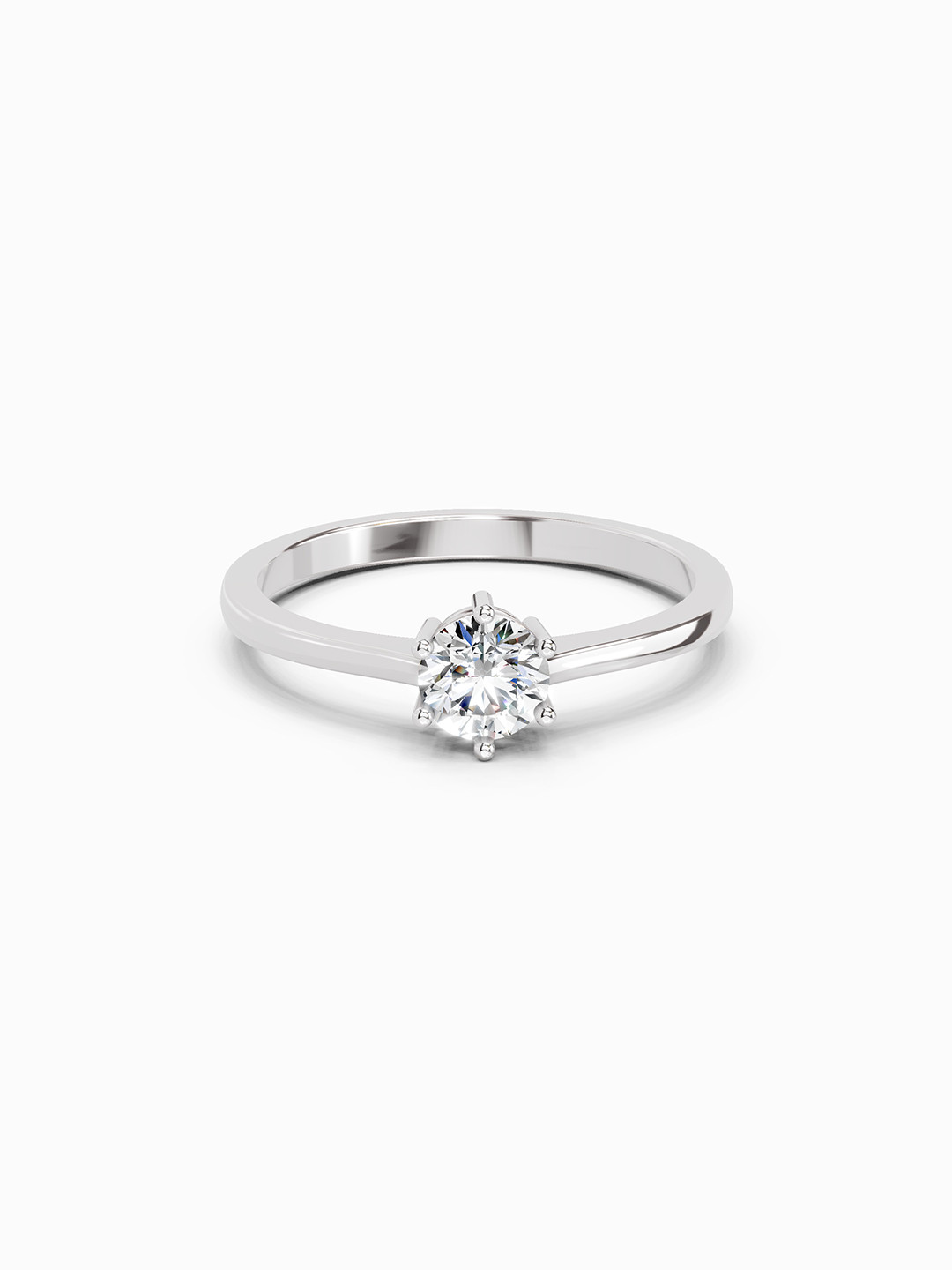 Sparkles 14KT White Gold Diamond Studded Round Solitaire Ring -2.21 g